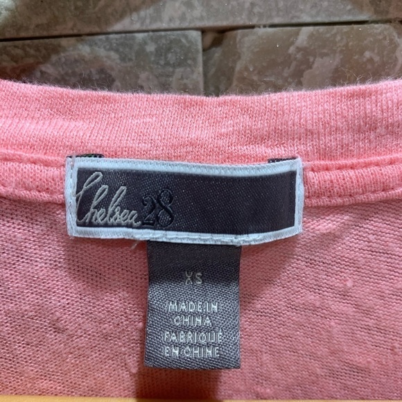 CHELSEA 28 pink ruched elbow sleeve top size XS - Picture 6 of 7